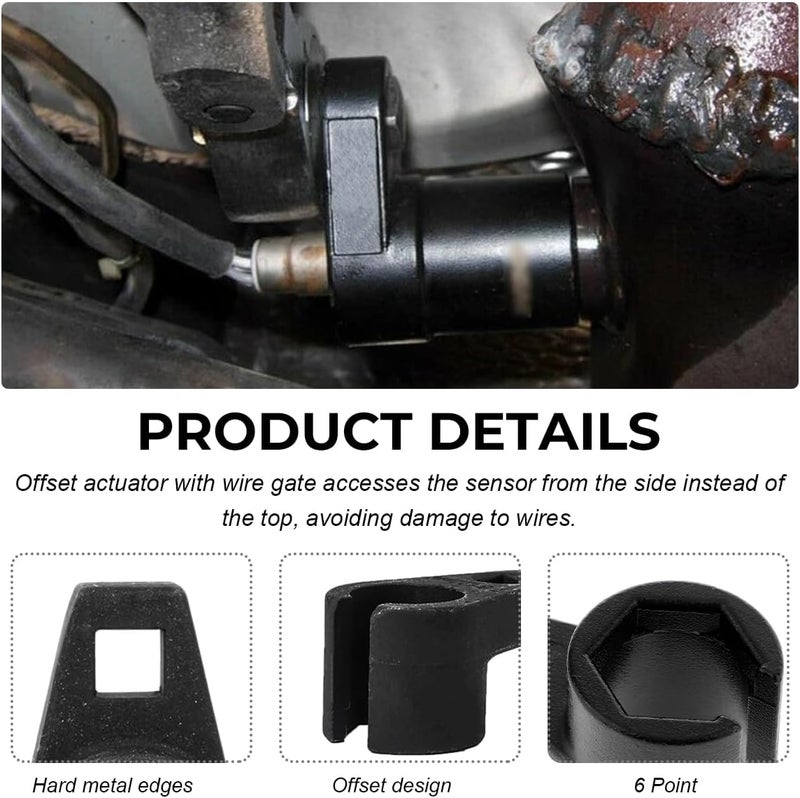 ZNDAW Offset Oxygen Sensor Socket, 3/8-Inch Drive by 7/8-Inch 22 mm O2 Sensor Removal Tool, Offset 6-Point Oxygen Sensor Socket Wrench for Most Cars - Image 4